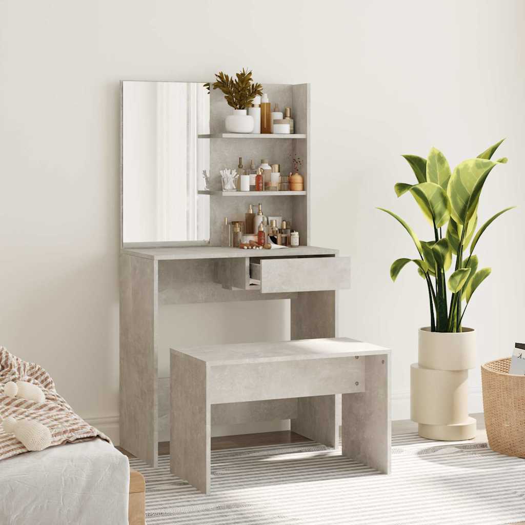 Vidaxl Dressing Table Set, Concrete Grey, 74.5X40X141 Cm