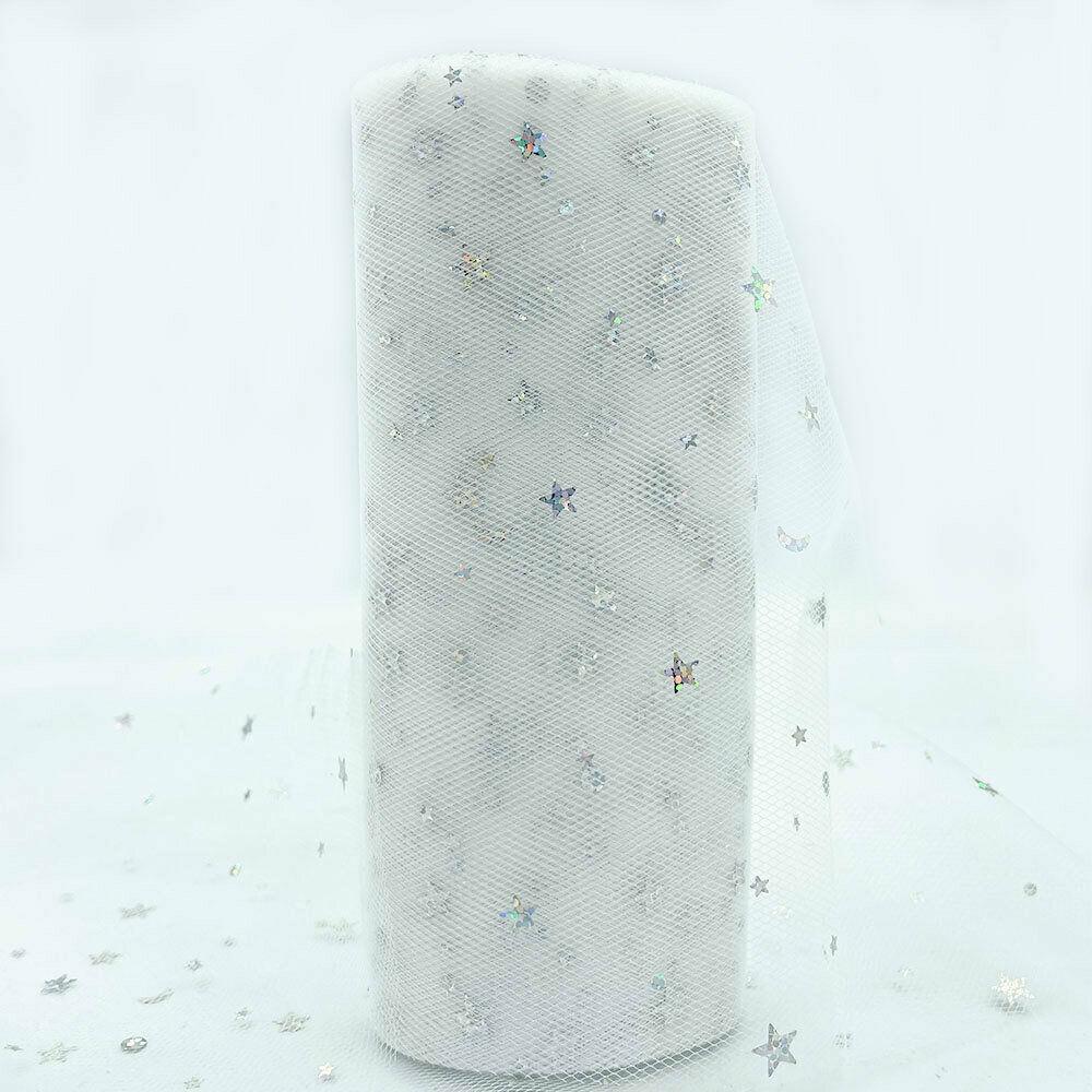 15cm x 10 Yards/Roll Star Moon Tulle Roll Fabric Spool Tutu Wedding Decoration Baby Shower Organza DIY Birthday Party Material