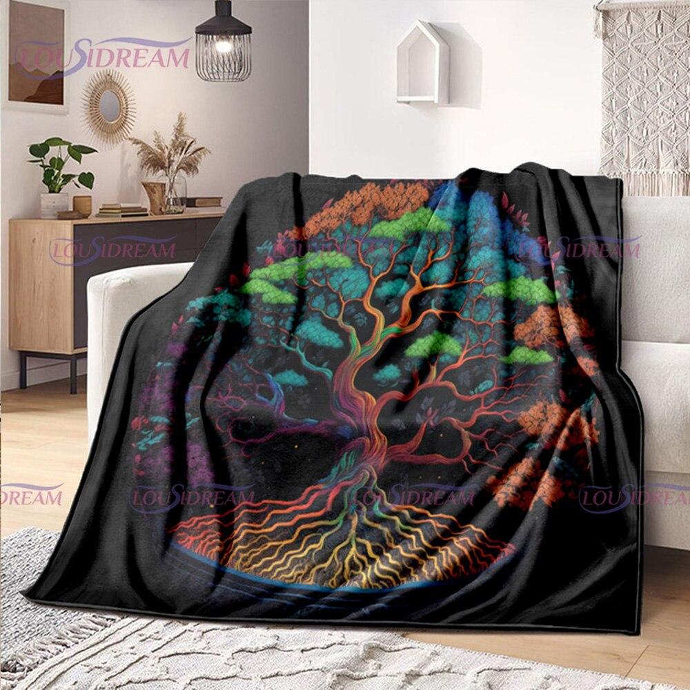Celtic Style Tree of Life Blanket Tree of Life Wiccan Flannel Blanket Soft Warm Blanket Couch Bed Chair Decor Camping Gifts