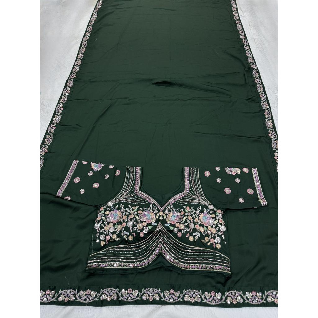 ROYAL MALAY SATIN SILK PARTYWEAR SAREE