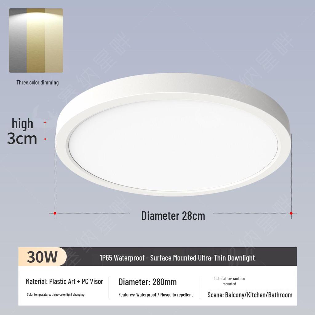 Waterproof LED Ceiling Light for Kitchen, Bathroom, and Outdoor Areas