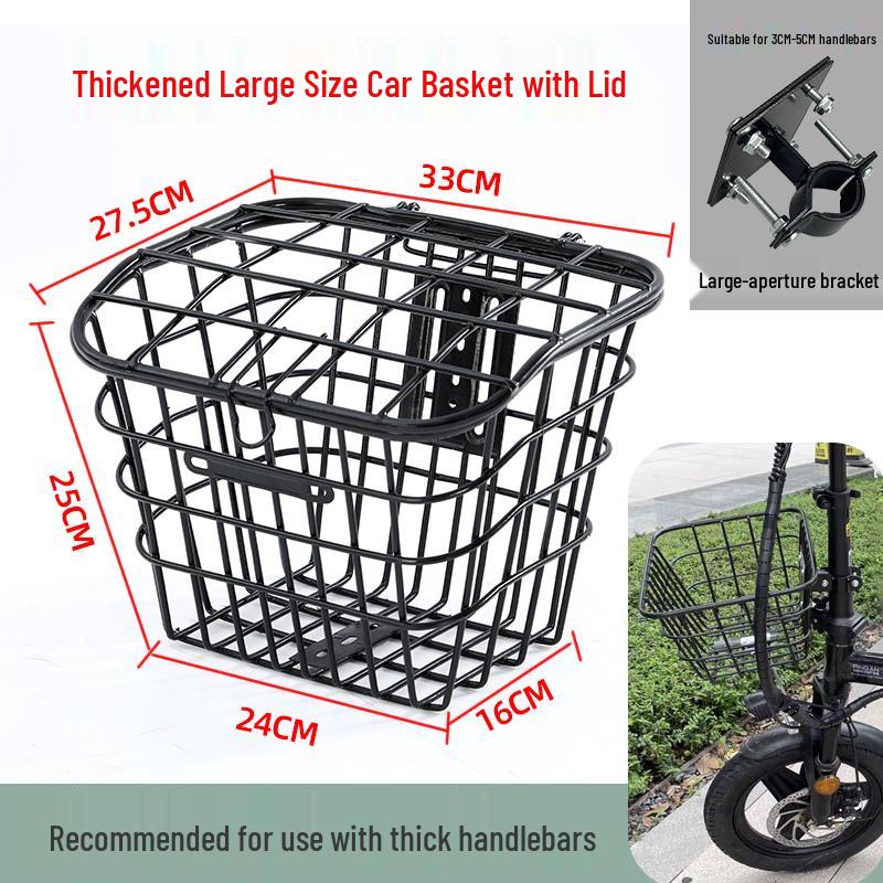Universal Folding Front Bike Basket - Metal Design for Electric Bikes and More