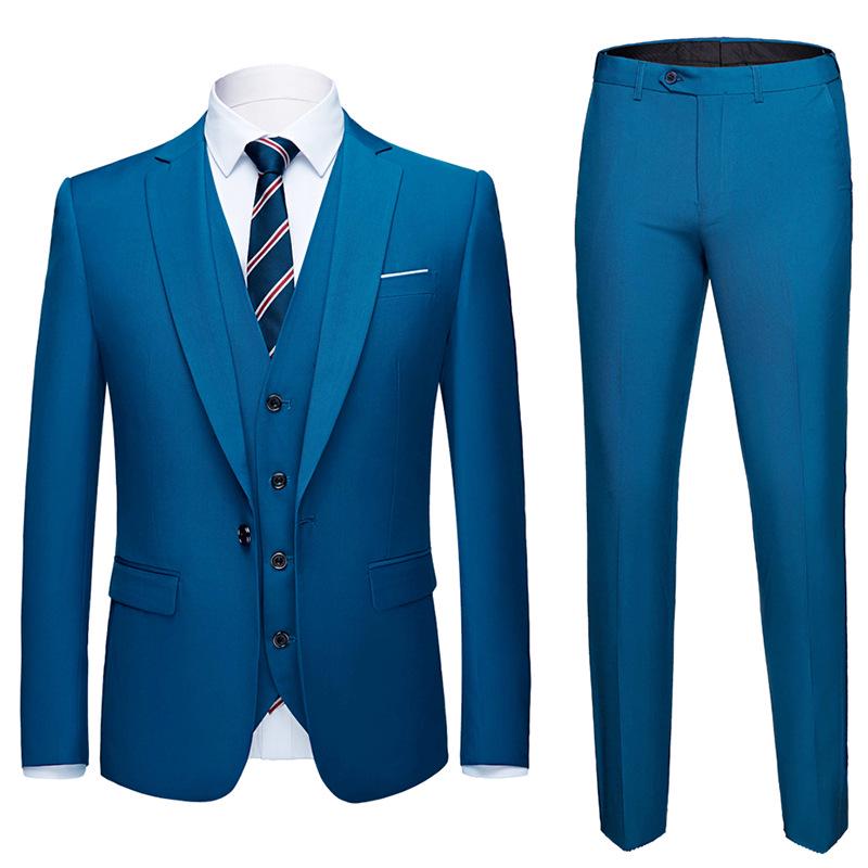 Men's Korean Style Slim Fit Wedding Tuxedo Three-Piece Suit