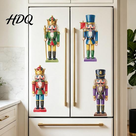 Decorative Wall Murals for Home Christmas Nutcracker Stickers Colorful Soldier PVC Decals Self-adhesive Removable Vintage Decorations Art