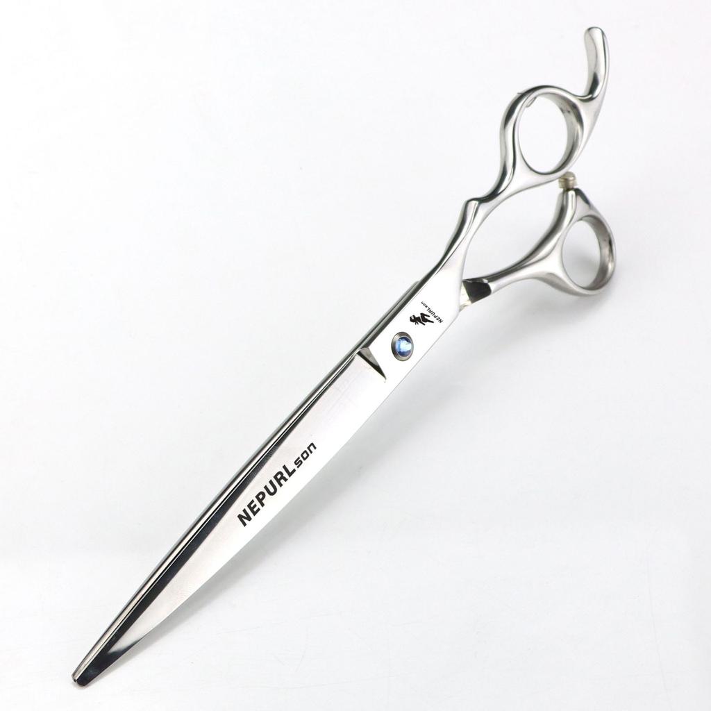 8.0 Inch Napson Glossy Silver 3 Pack Pet Grooming Scissors Straight Cut Set Send Row Comb 2H
