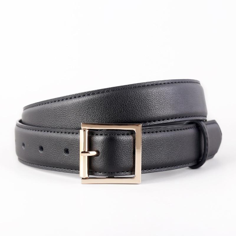 

Women Leather Belt With Gold Buckle For Casual And Work Style чёрный