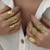 Stainless Steel Vintage Bowknot Texture Rings for Women Waterproof Boho Sun Eye Pearl Geometric Finger Ring Party Charm Jewelry