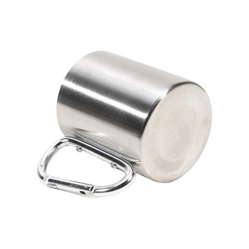 200ML Lightweight Stainless Steel Camping Mug with Carabiner Portable Metal Coffee Mugs for Outdoor Sports Travel Hiking