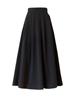 Women's Black High-Waist Pleated Slimming Midi A-line Skirt