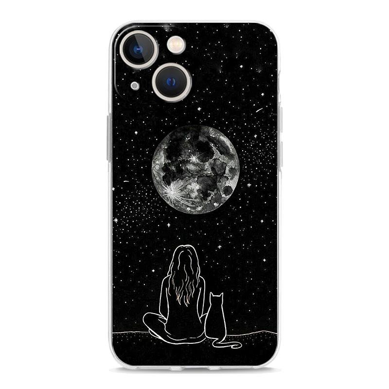 Phone Case For iPhone 17 Cases iPhone Air 16 15 12 13 14 Pro Max 7 8 Plus 16Pro iPhone11 Soft Cover Cat Line Black Cats
