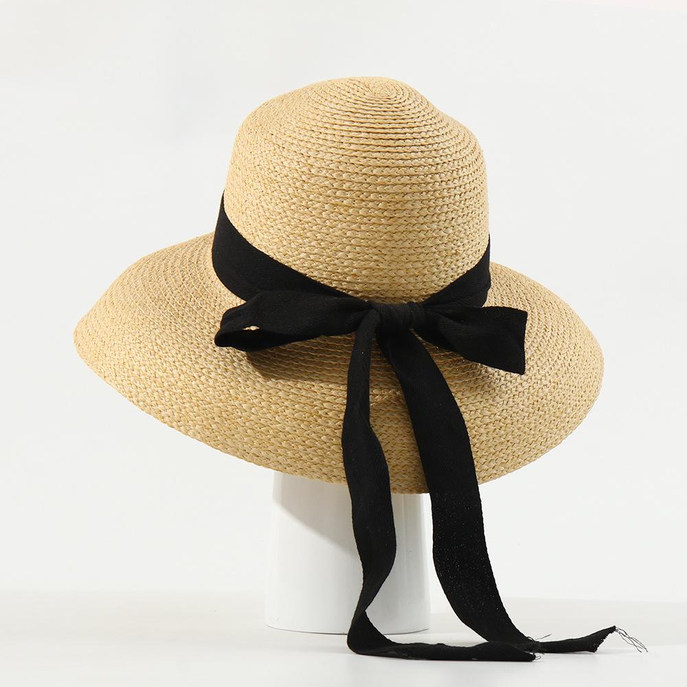 Seaside Vacation Big Eaves Sunscreen Hat French Bow Bucket Hat Hepburn Wind Beach Hat Modeling Hat
