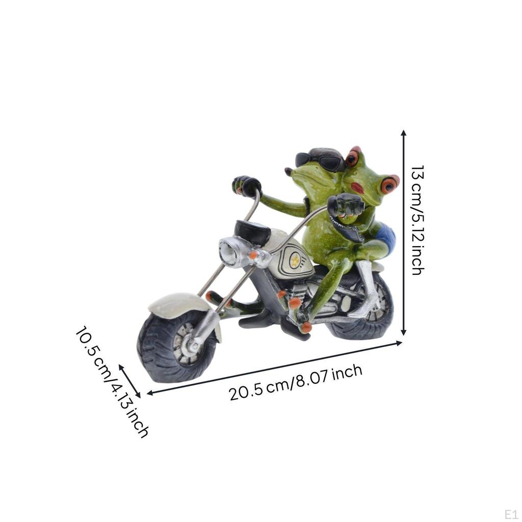 Motorcycle Riding Frogs Figurine Creative Design Frog Couple Statue Funny Biker