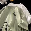 Men's Cotton T-shirts White Funny Mens Oversized T Shirt Dinosaur Print Summer Casual  Tee Shirts for Men Male