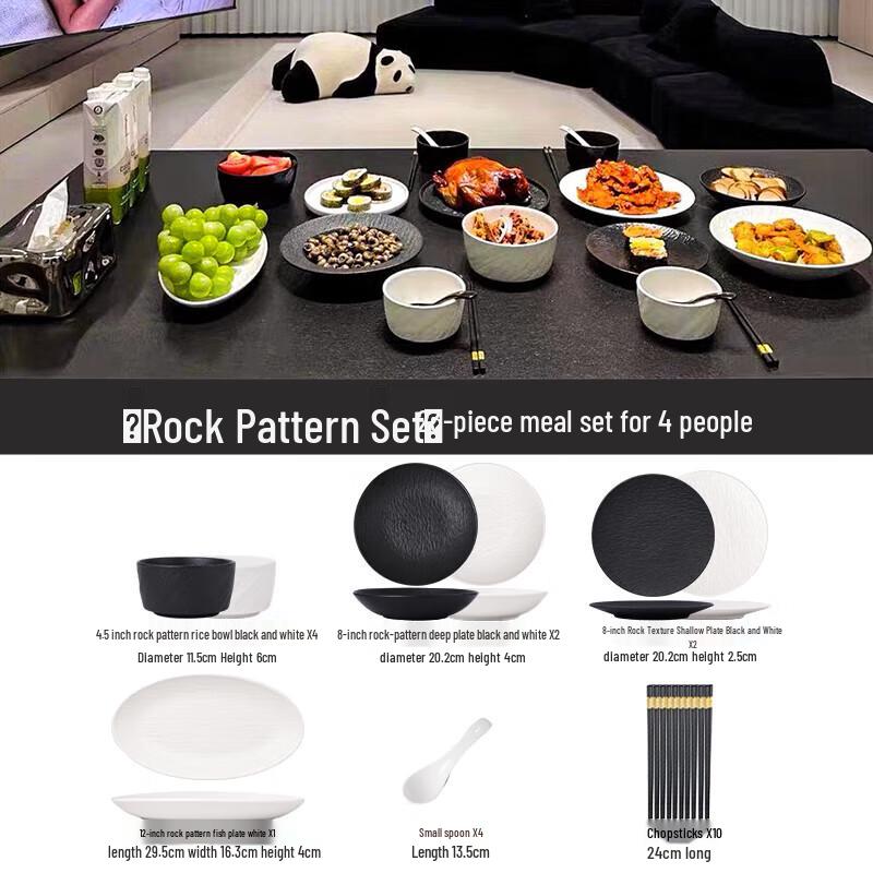 Japanese Style Underglaze Ceramic Dinnerware Set