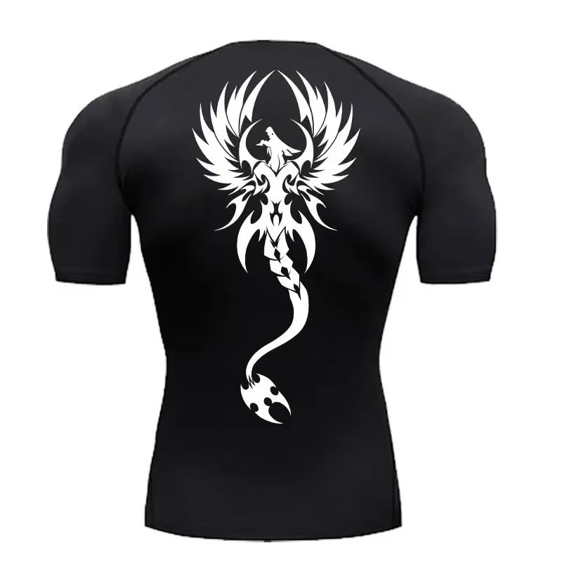 Men's Trendy Graphic-Print Compression Shirt – Summer Quick-Dry Athletic T-Shirt for Gym Workouts and Running RL811