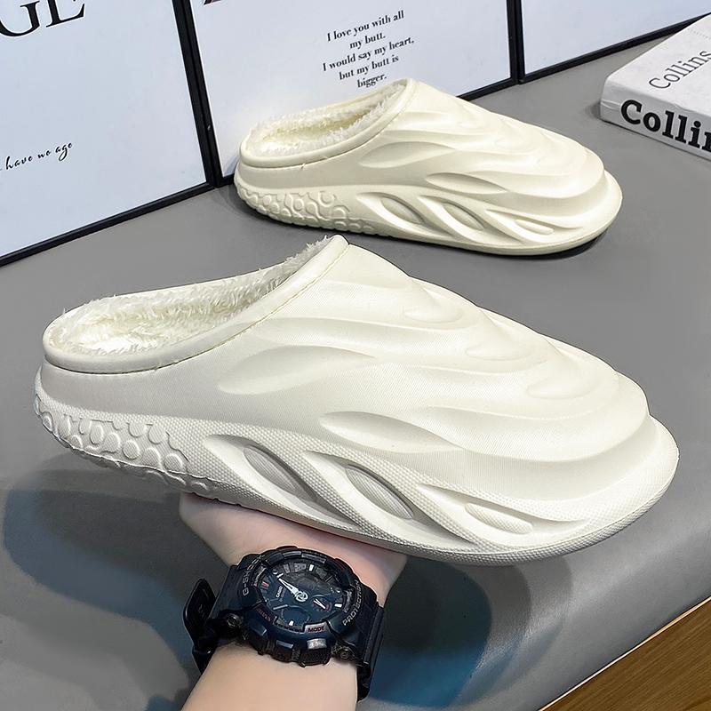 Winter Slippers For Men New Non-Slip Durable Outsole Mans Shoe Breathable Comfortable Waterproof House Hairy Man Slipper