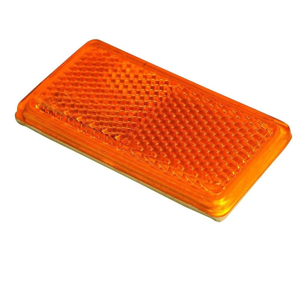 2-Pack Amber Reflex Reflector – 102mm × 46mm Square Reflector with Felt Base | Replacement for Truck, Tractor, Trailer, Bus & Car (Universal Fit)