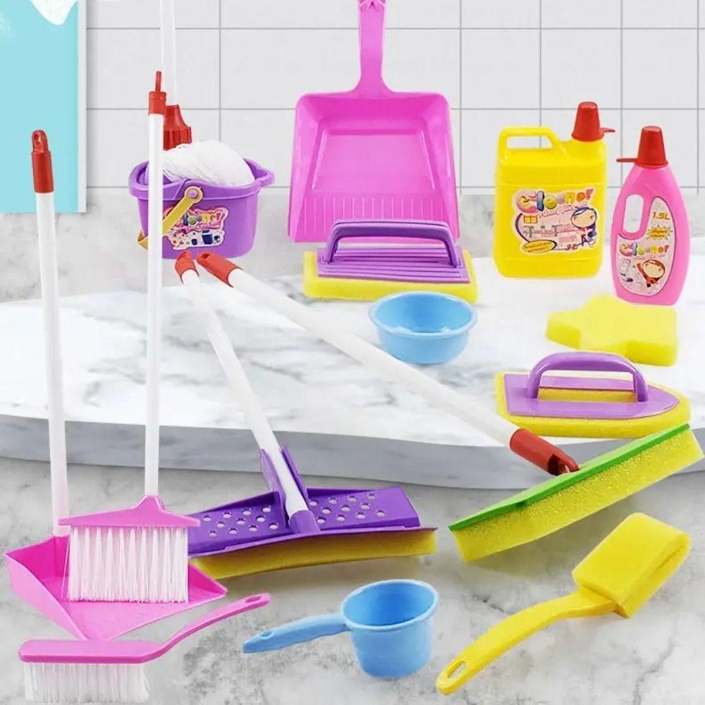 Role Playing Children Cleaning Kit Broom Brush Housekeeping Playset  Housework Supplies