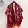 Luxury High Quality Embroidery Scarf Elegant Women Winter Thick Warm Neck Pashmina Long Fringe Scarves Lady Blanket Soft Shawl