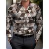 Men's shirt regular lapel shirt men's 3d printing irregular geometric printing casual street long sleeve fashion printed shirt