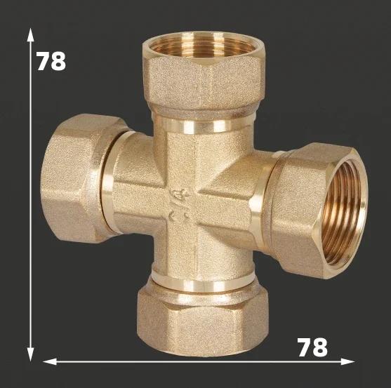 1/2 Zoll 3/4 Zoll 20mm 25mm Gewinde Vierwege-Verbindungspunkt Dreiwege-Kreuz Vierwege-Wasserrohr-Verbindungsstücke Messing Rohr Antik