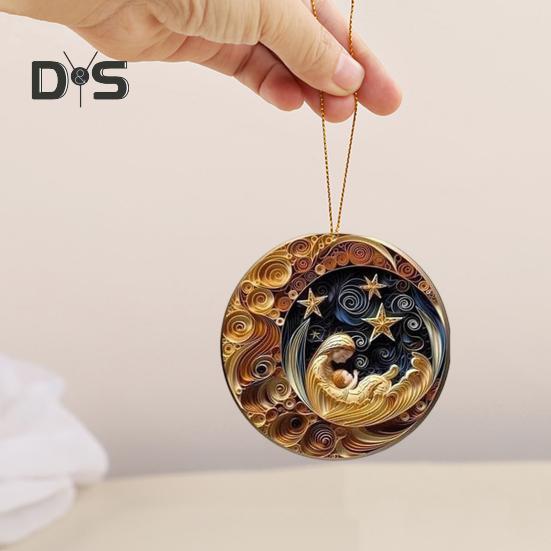 2Pcs Christmas Ornaments Acrylic Flat Xmas Tree Snowman Clock Pendant for Indoor Outdoor Christmas Tree Home Party Decoration