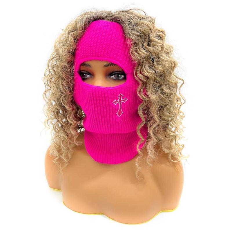 Adult Balaclava Hat Outdoor Windproof Handmade Neck Protect Hat for Women розы красного