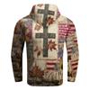 Men's Retro Casual Cross Art Print Oversized Drop-Shoulder Pockets Hoodie