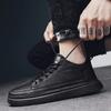 Men's Loafers Black Fashion Casual Leather Shoes Mens Walking Lace Up Comfortable Flat Sneakers Work Shoes