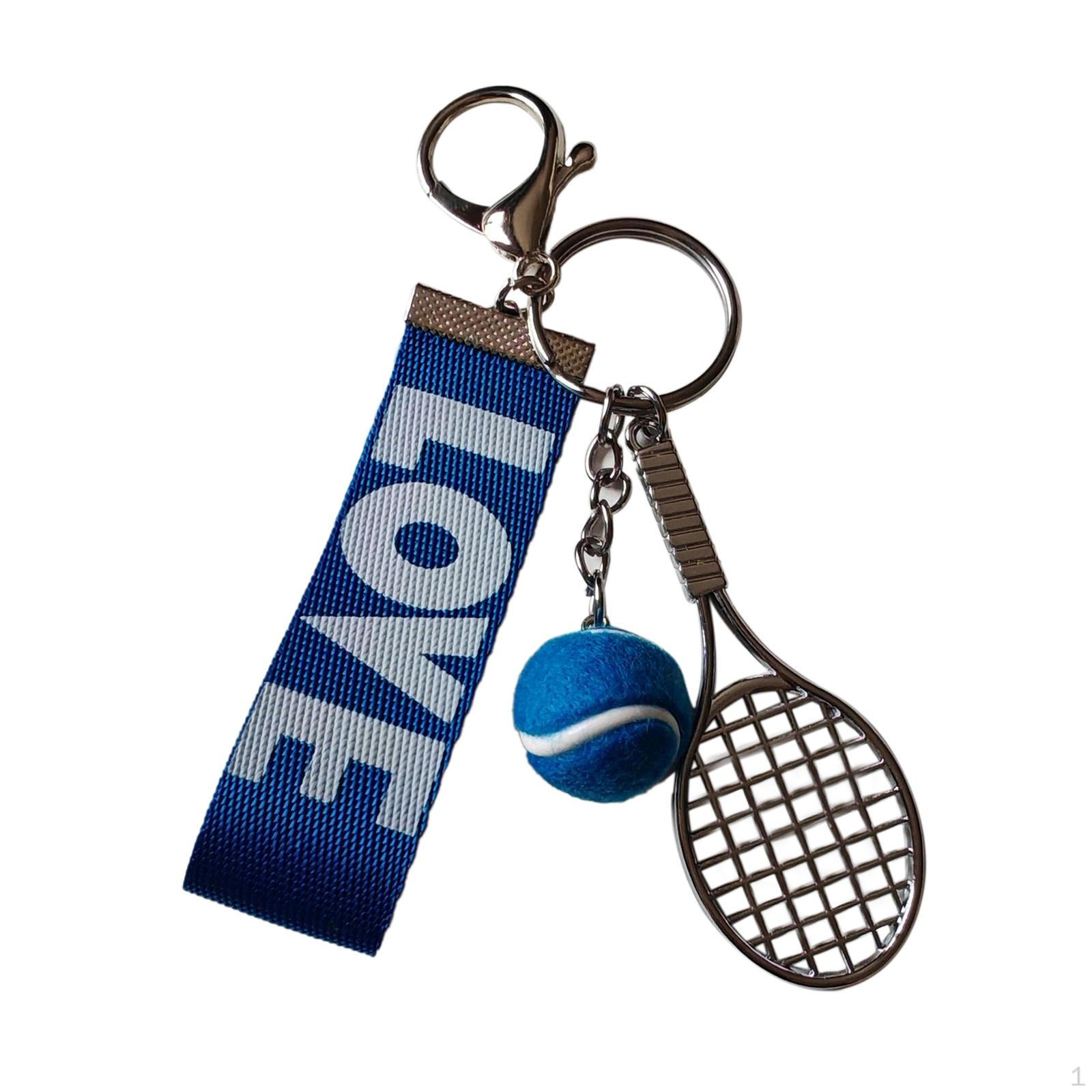

Tennis Racket Ball Keychain Birthday Gift Creative Metal Stylish Bag Purse Charm
