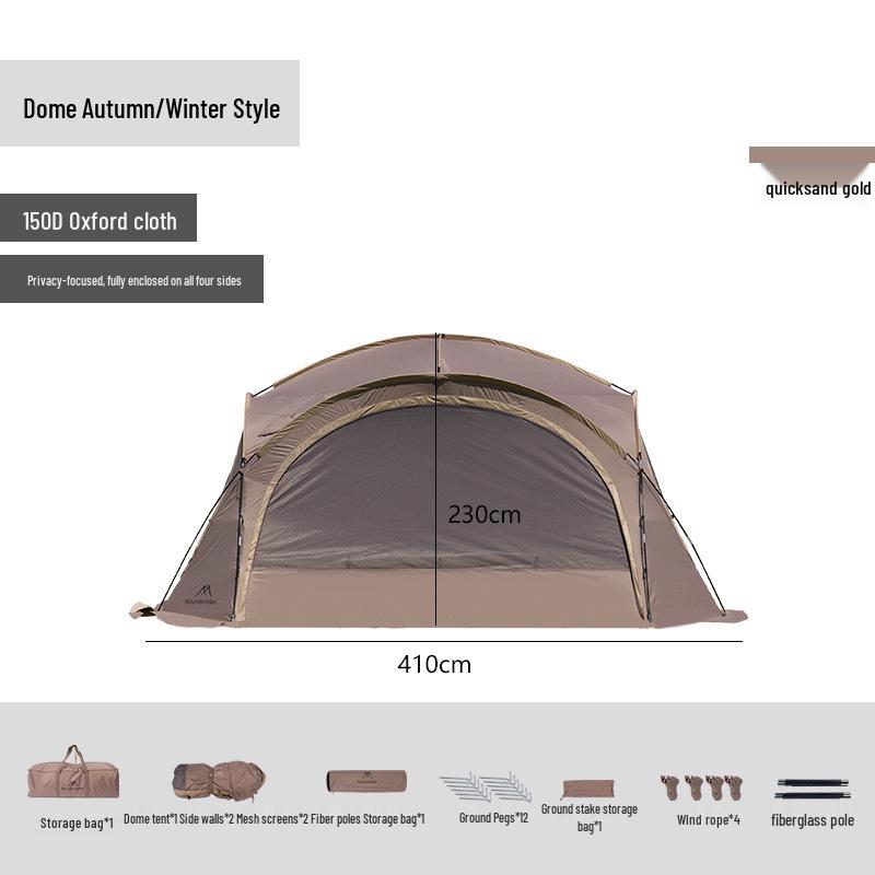 Bergkuppel Campingzelt: Großes Outdoor-Vordach für mehrere Gäste, ideal für Campingplätze und Selbstfahrer-Touren.