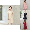 Fashion Summer Womens Casual Elegant Short Sleeve Shift Dress Bright Red And Comfortable Fit