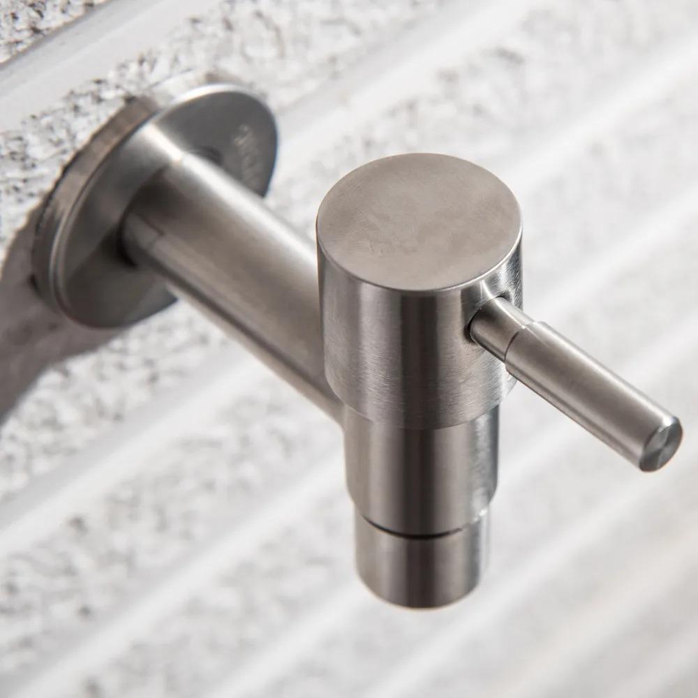 304 Stainless Steel Garden Bibcock T Shape Single Cold Faucet Kitchen Sink Faucet  Balcony