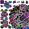 50 Adesivi Impermeabili Graffiti Neon Dopamina - Set Decorativo Fai da Te per Quaderno e Valigia
