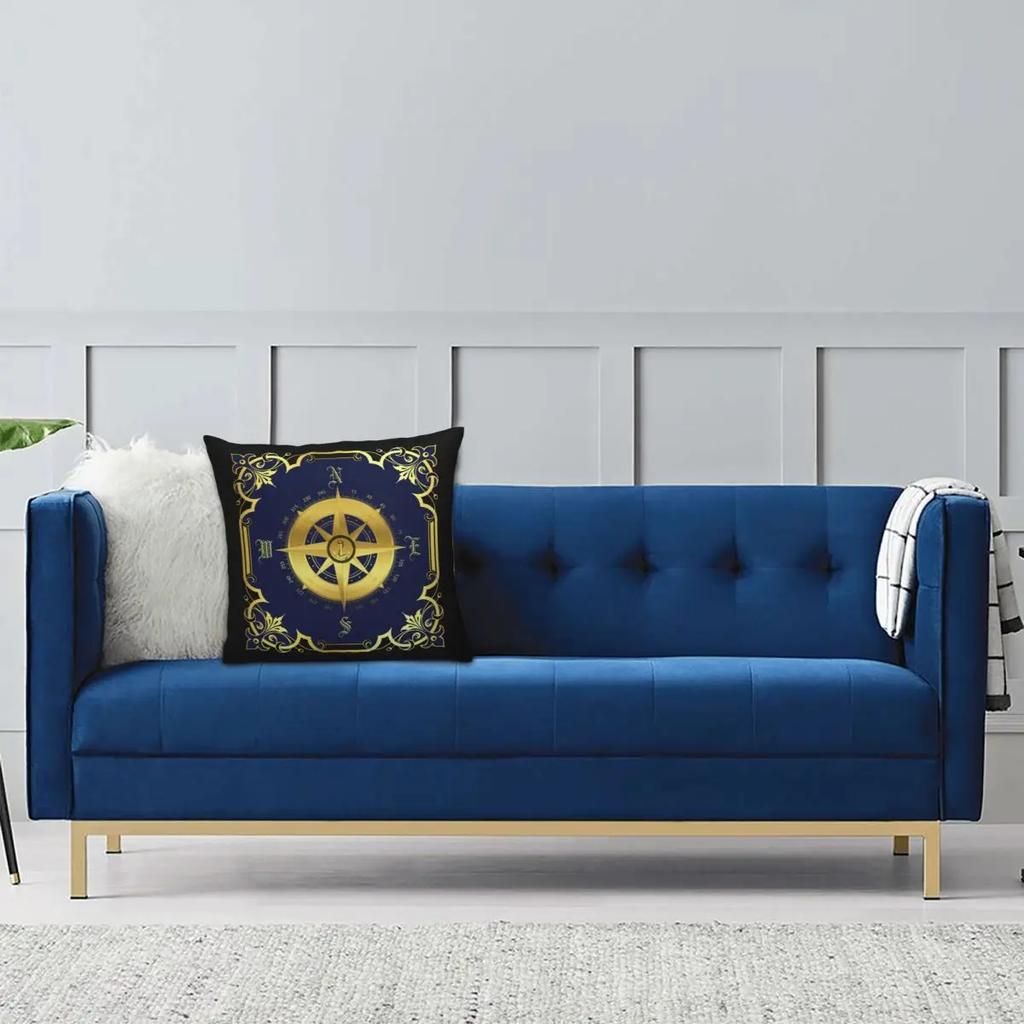 Nautical Ship Anchor Compass Navy Pillowcase Soft Polyester Cushion Cover Gift Pillow Case Cover Home Zippered X
