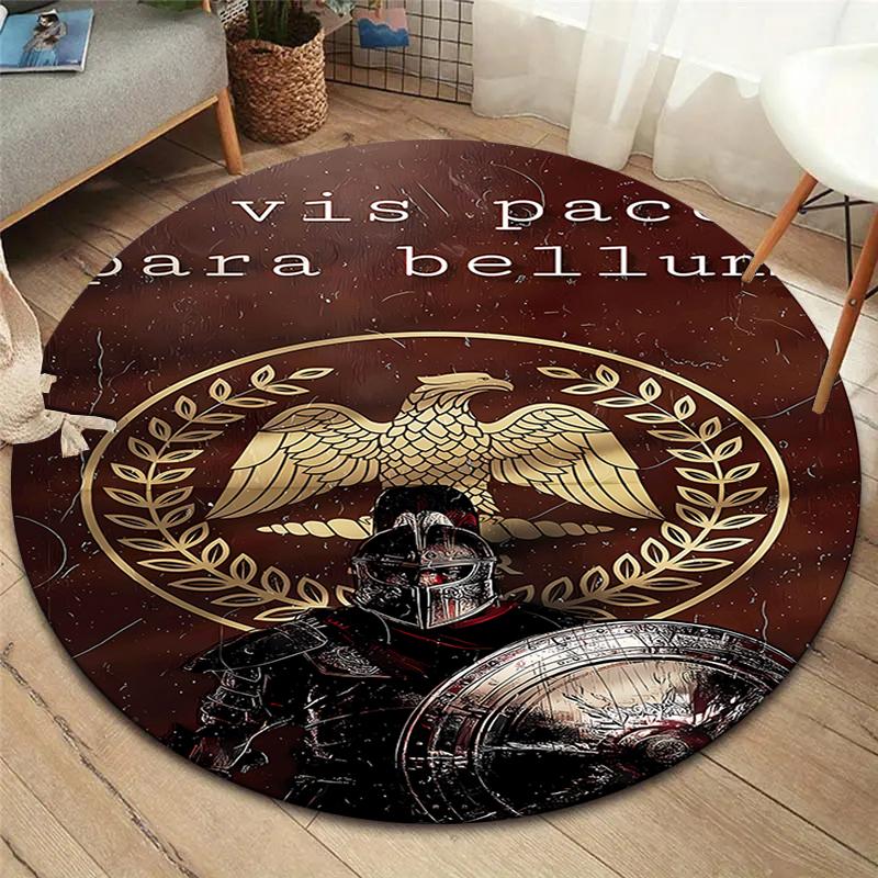 Roman SPQR Round Area Rug,Carpet Rug for Living Room Bedroom Sofa Playroom Decor,Non-slip Floor Mat