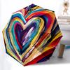 1pc Heart Painting Auto-Fold Umbrella with One-Touch Open/Close - 8 Reinforced Ribs for Windproof Stability, Yy251118171