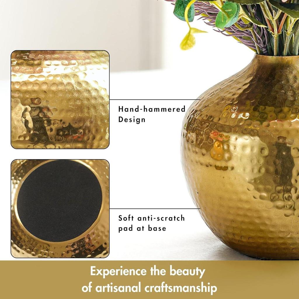 Metal Flower Vase For Home Decor | Table Decorative Item For Bedroom Living Room Office | Best Gift