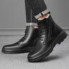 Winter Men's Leather Boots Leather Warm Martin Boots Wool Trend Boots Fleece Single Boots Men's Shoes Soft Handsome