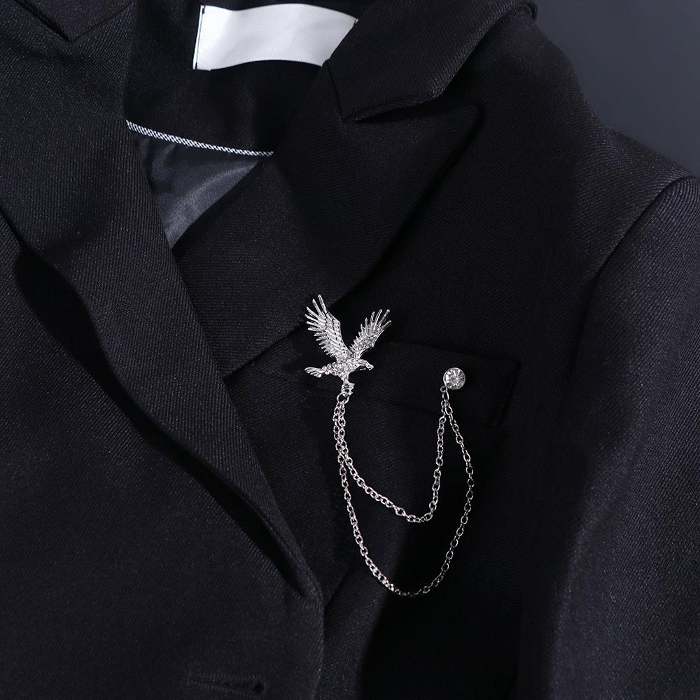 Vintage Men Brooch Rhinestone Suit Collar Pin Personality Suit Lapel Pin  Jewelry Accessories