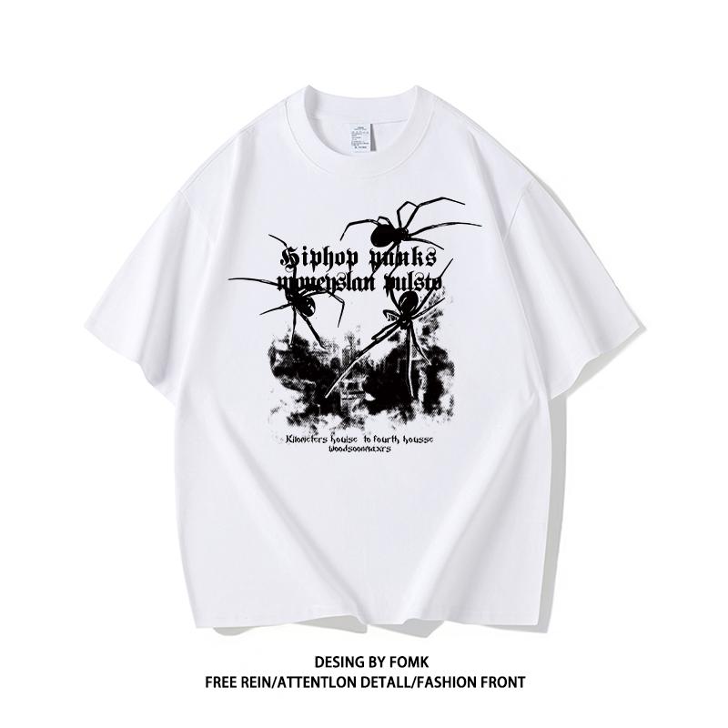 

Spider Letter Adult Mens Clothing American Trend Street Fashion Loose 100 Cotton Highquality Shortsleeved Casual Summer Cool 4XL