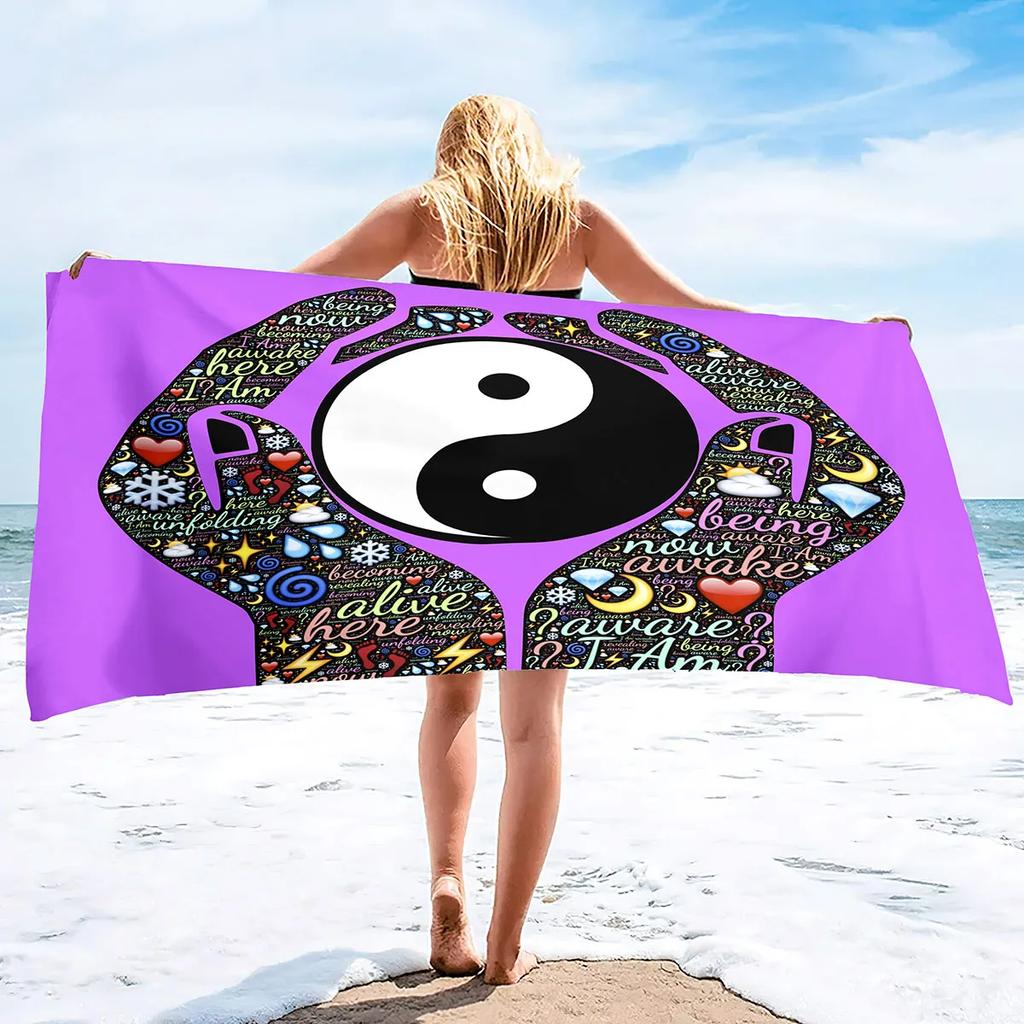 Beach Towel Yin and Yang Digital Art Quick Dry Towel Sand Proof Beach Towels Super Absorbent for Travel Pool Camping Yoga Sports