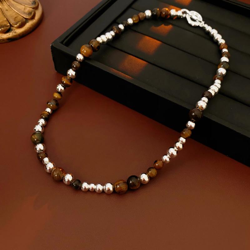 Pearl Beaded Clasp Necklace - Retro French Style for Autumn/Winter