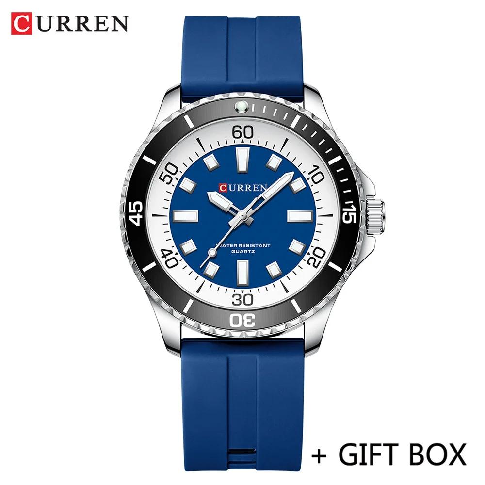 CURREN Sport Men Watch Top Brand Luxury Military Army Waterproof Male Clock Orange Silicone Quartz Original Man Wristwatch 8448