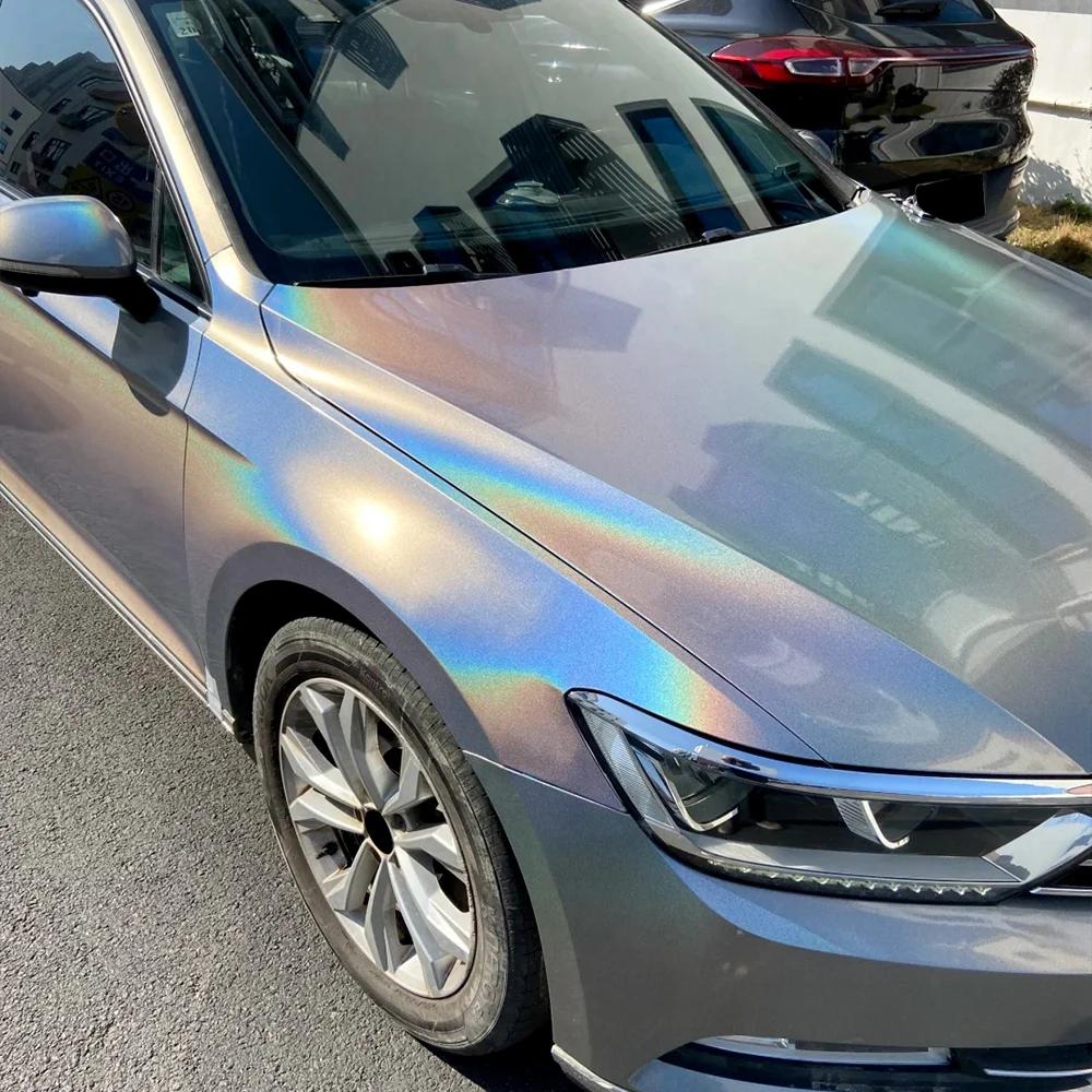 

Car Wrap Stickers Iridecence Laser Silver Color Change Vinyl Film PET Bubble Free Auto Self Adhesive Sticker Car Accessories 50x152cm