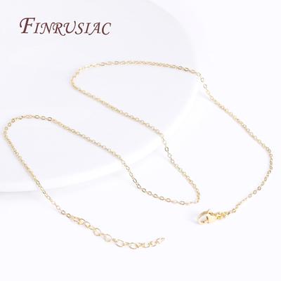18K Gold Plated Brass Metal Oval Shape Thin Chains Necklace For Jewelry Making Supplies DIY Accessories