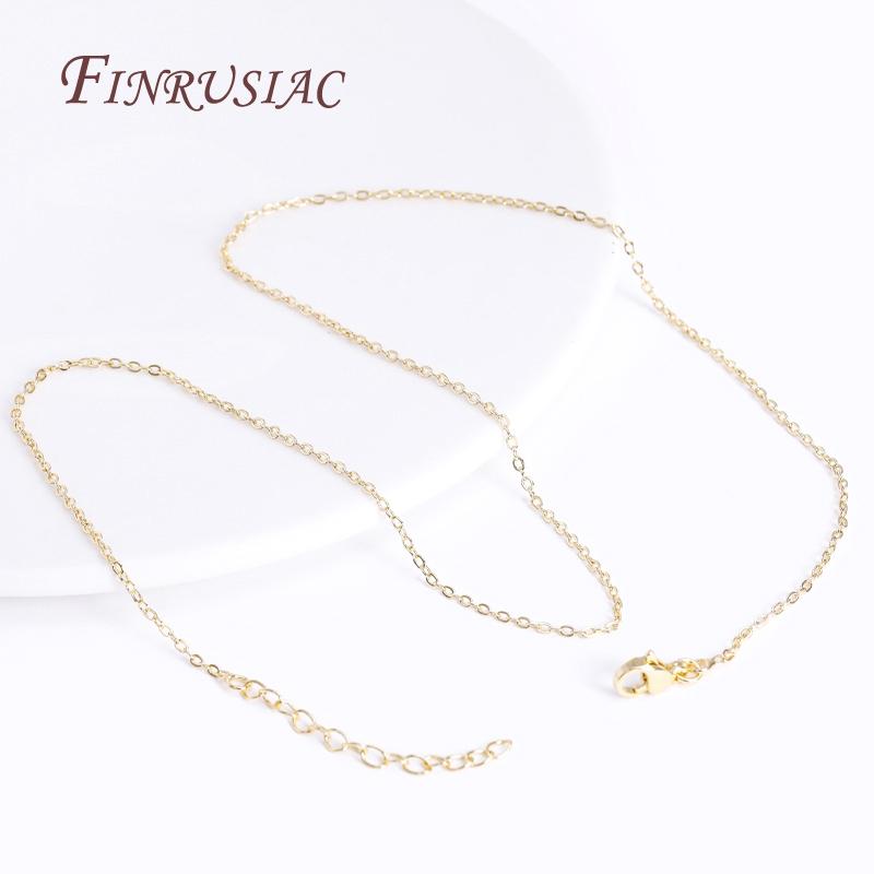 18K Gold Plated Brass Metal Oval Shape Thin Chains Necklace For Jewelry Making Supplies DIY Accessories