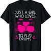 Funny Drummer Art For Girls Women Drumming Drum Set Drummer T-Shirt (2)