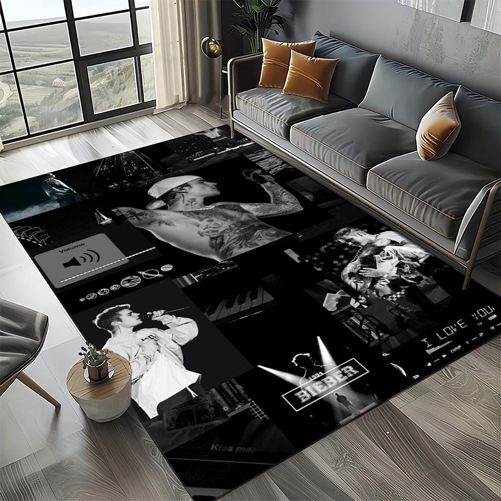 2025 New Style Justin Drew Bieber Singer JB Carpet Rug for Living Room Bedroom Home Sofa Decoration,Kid Play Non-slip Floor Mat