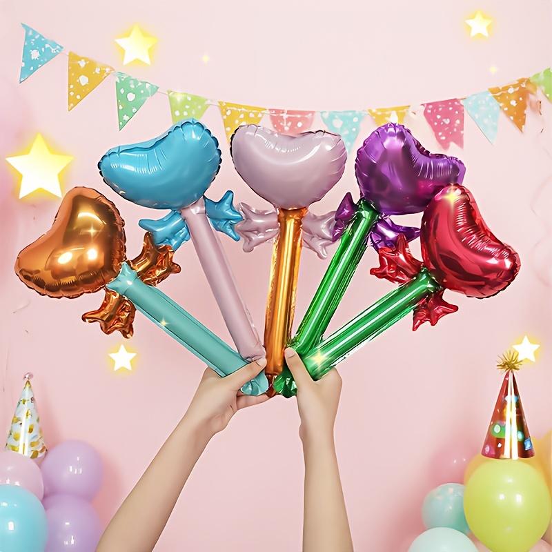 12/24pcs Heart-Shaped Fairy Wand Balloons, Perfect for Party Decorats, Weddings, Birthdays, Events, Kids' Parties & Back-To-Scho